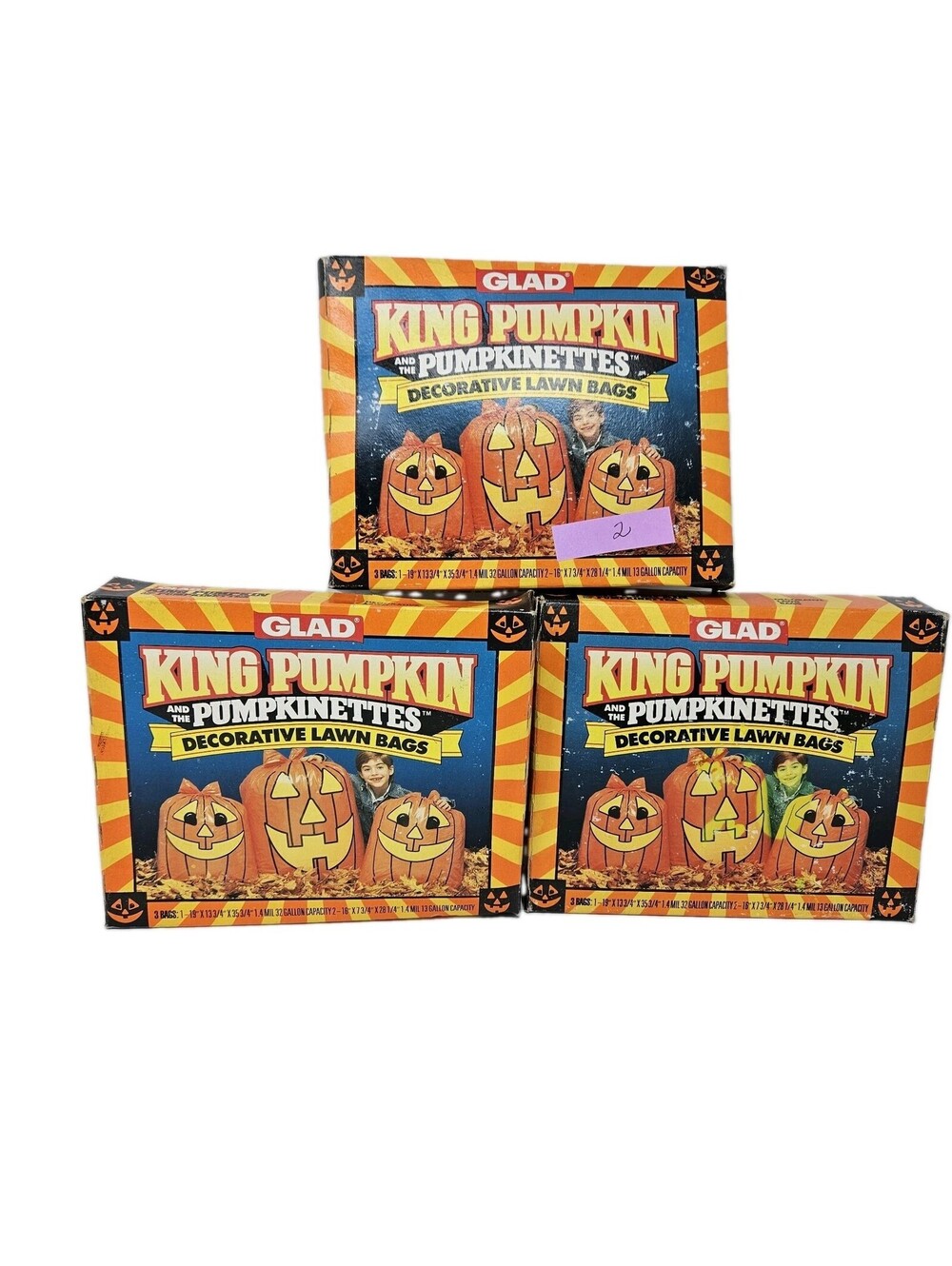 Vintage 1991 Glad Halloween King Pumpkin Pumpkinettes Decor Lawn Leaf Bags